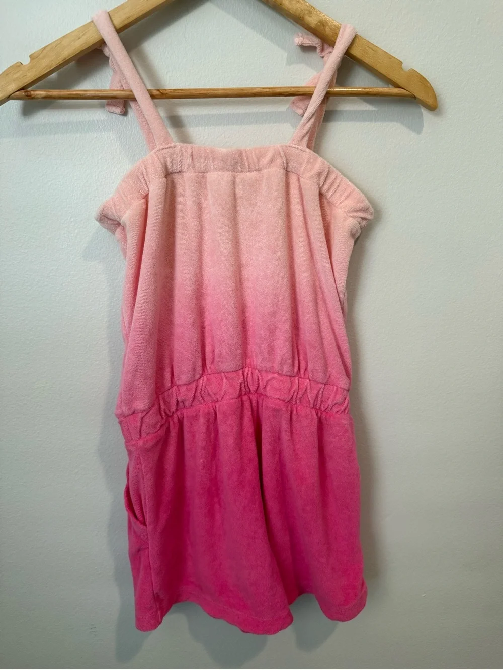 Gap Kids Pink Baby Pink Ombre Terry Cloth Cover Up Romper Pockets Size Medium